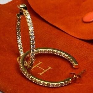 Crystal Haze from the block Chic Gold Hoop Earrings new w dust bag